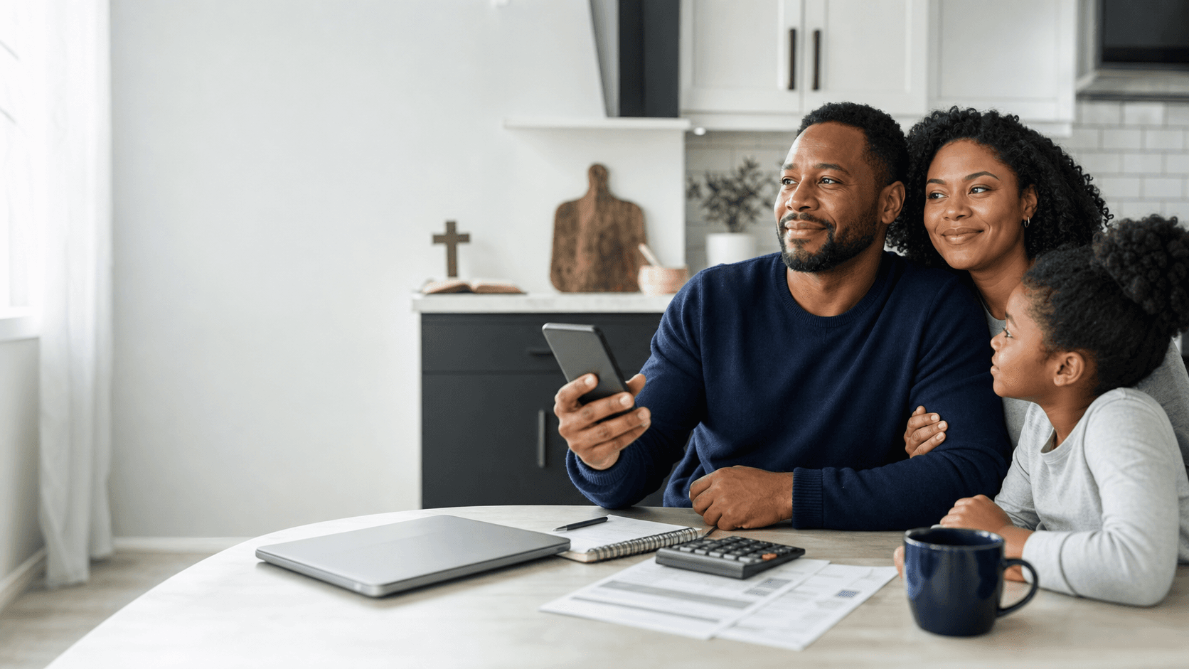 A family feeling confident after a River Relief phone consultation