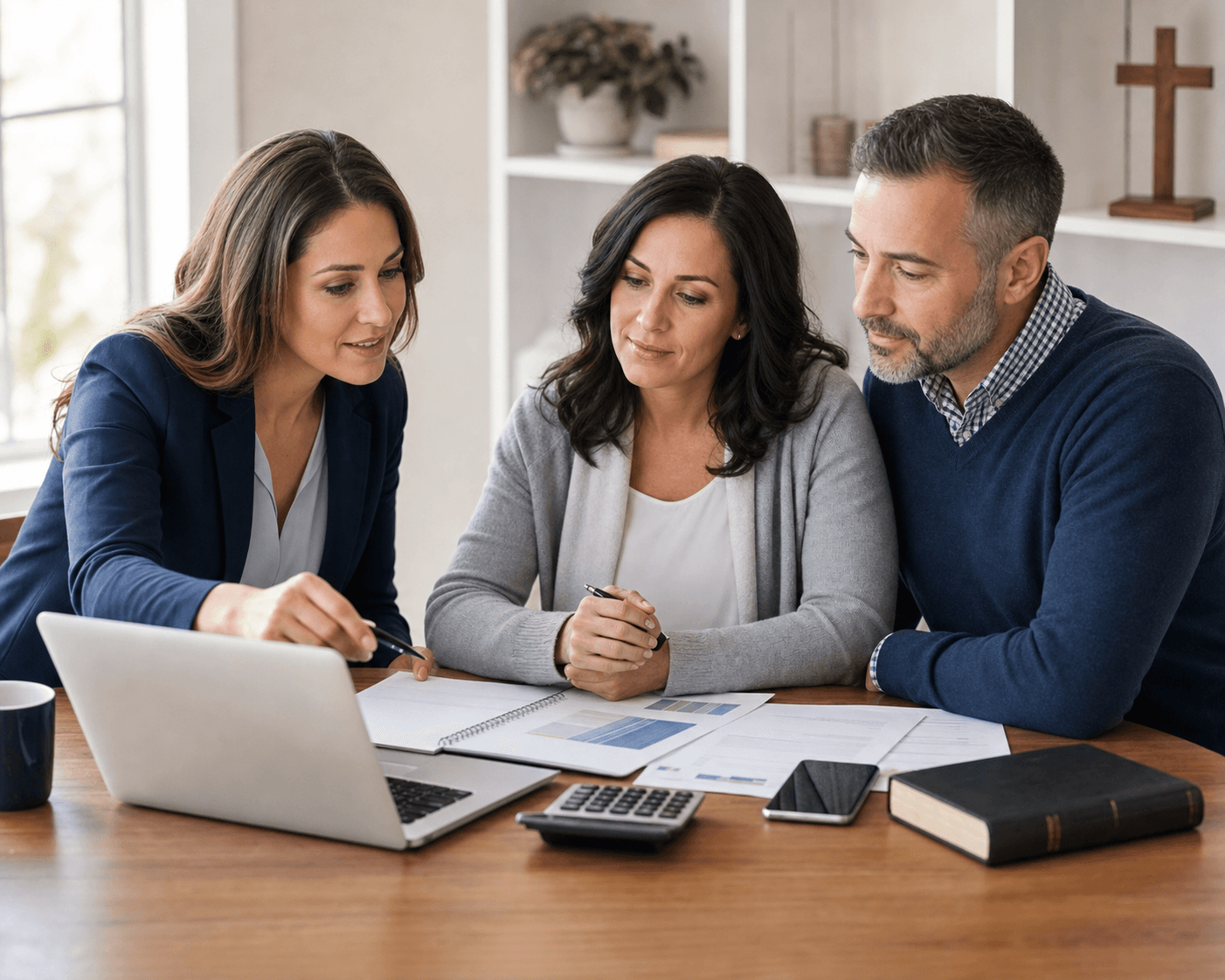 Advisor reviewing debt relief options with a family